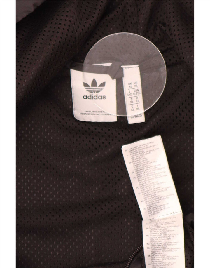 Adidas Mens Graphic Hooded Rain Jacket UK 42 XL Black Polyester