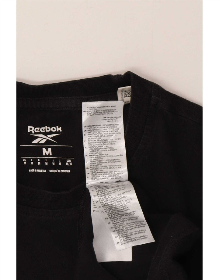 Reebok Mens T-Shirt Top Medium Black Cotton