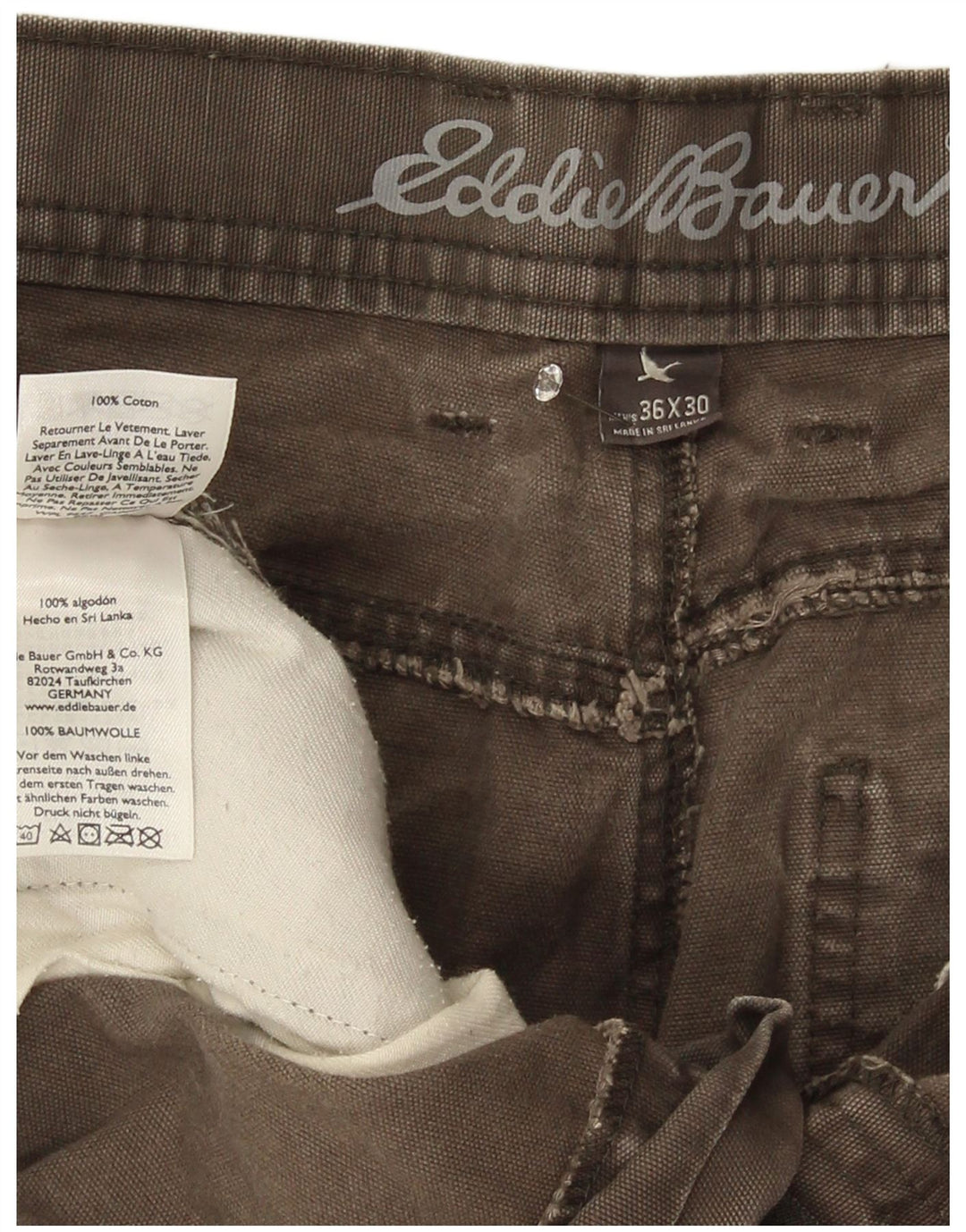 Eddie Bauer Mens Straight Cargo Trousers W36 L30 Grey Cotton