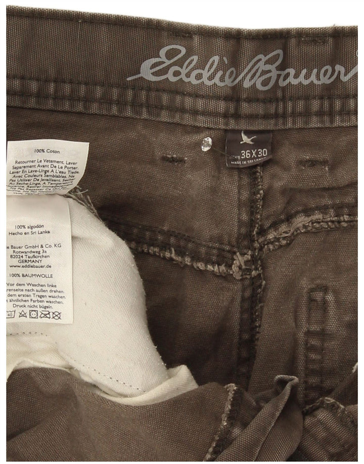 Eddie Bauer Mens Straight Cargo Trousers W36 L30 Grey Cotton
