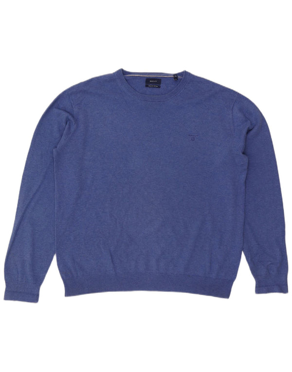 Gant Mens Crew Neck Jumper Sweater 2XL Blue Cotton