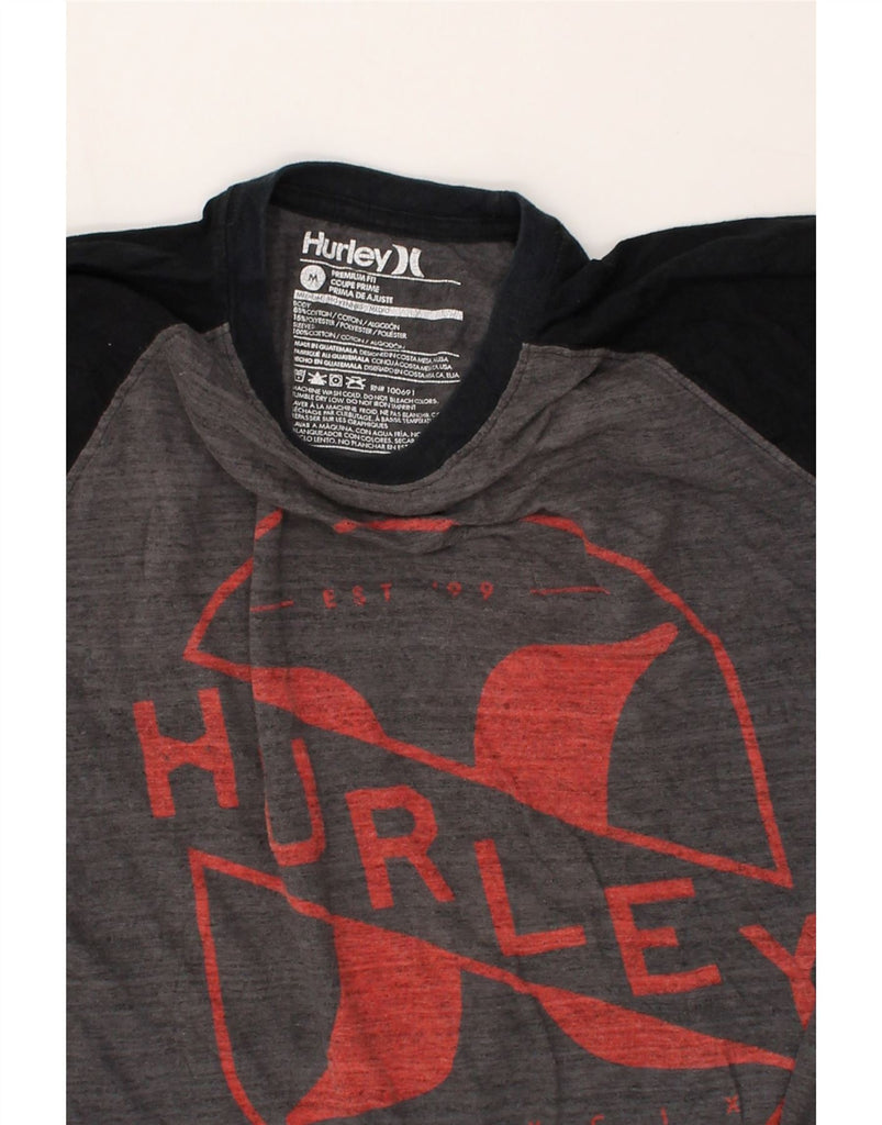 HURLEY Mens Premium Fit Graphic Top Long Sleeve Medium Grey Colourblock | Vintage Hurley | Thrift | Second-Hand Hurley | Used Clothing | Messina Hembry 