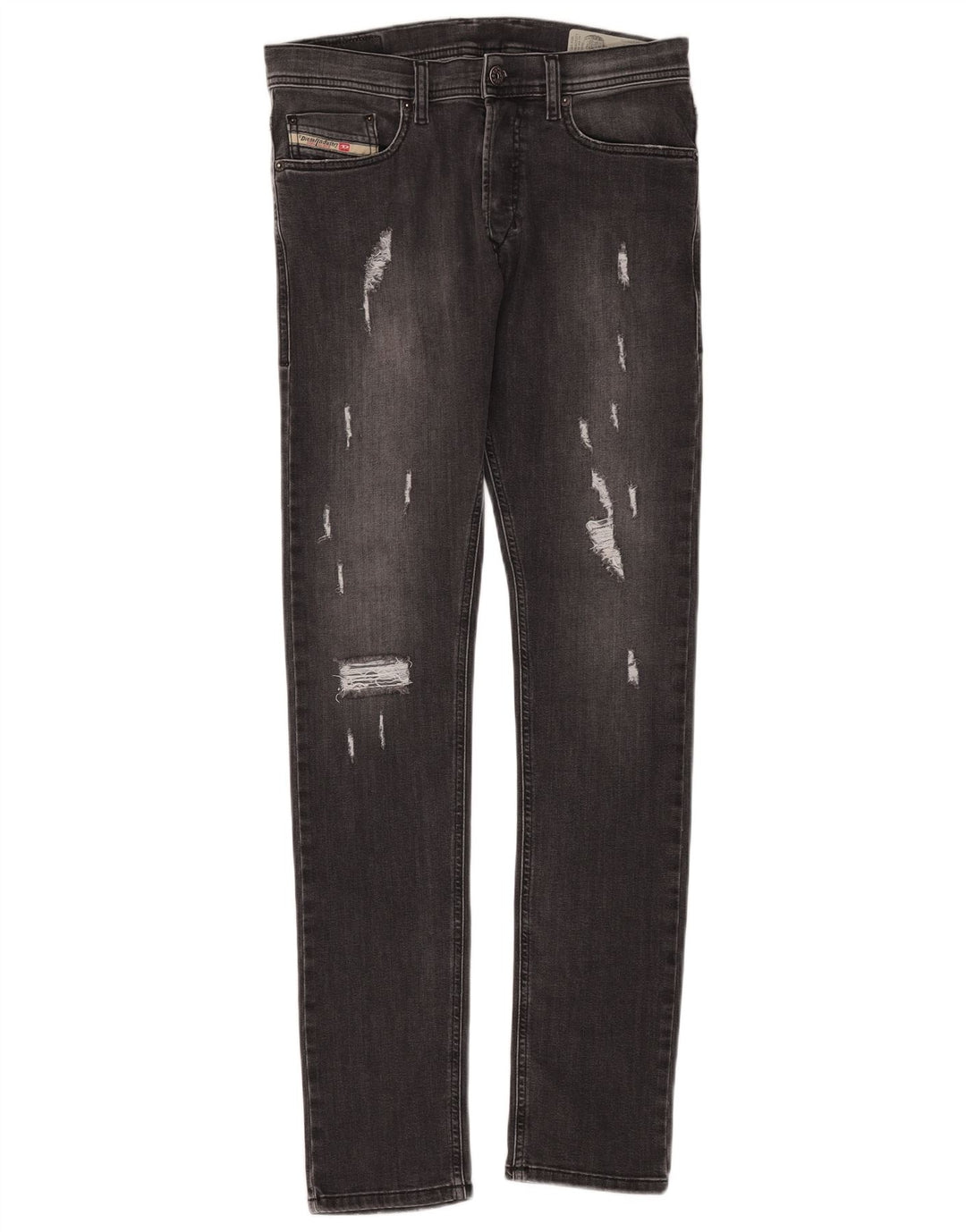 DIESEL Womens Tepphar Distressed Carrot Slim Jeans W28 L32 Grey Cotton