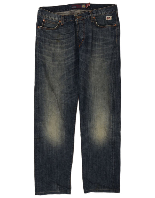 Roy Rogers Mens Straight Jeans W35 L30 Navy Blue Cotton