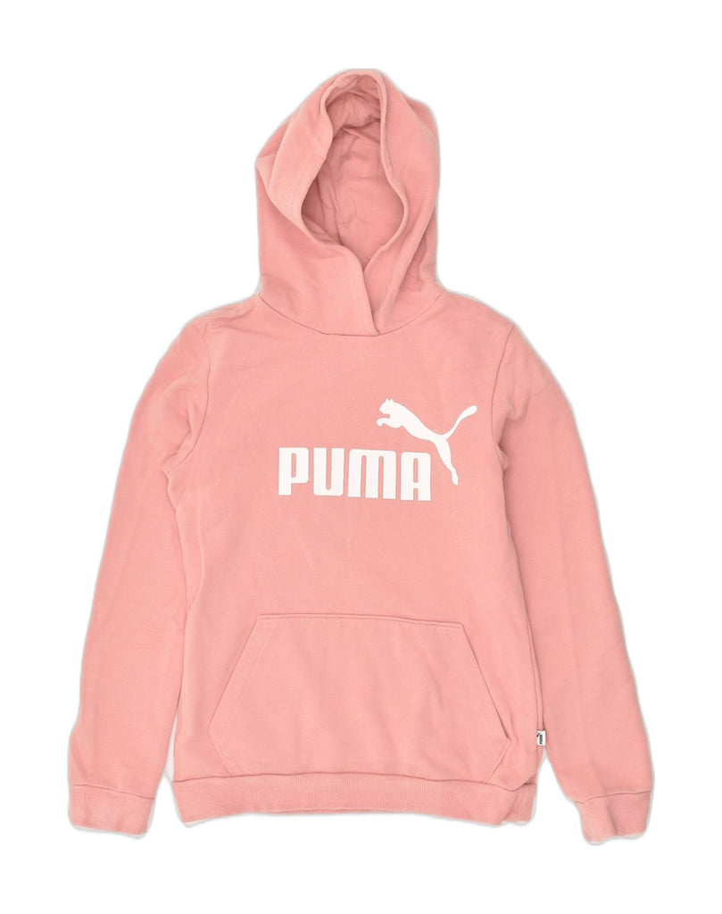 PUMA Girls Graphic Hoodie Jumper 13-14 Years Pink Cotton | Vintage Puma | Thrift | Second-Hand Puma | Used Clothing | Messina Hembry 