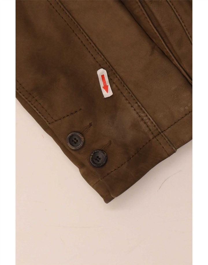 Marlboro Classics Mens Leather Jacket UK 38 Medium Brown