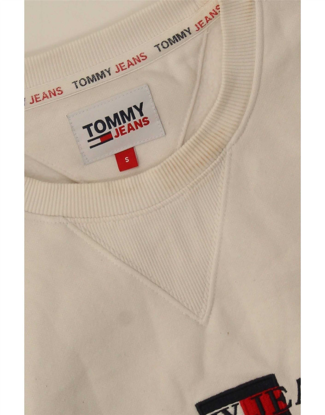 Tommy Hilfiger Mens Graphic Sweatshirt Jumper Small White Cotton