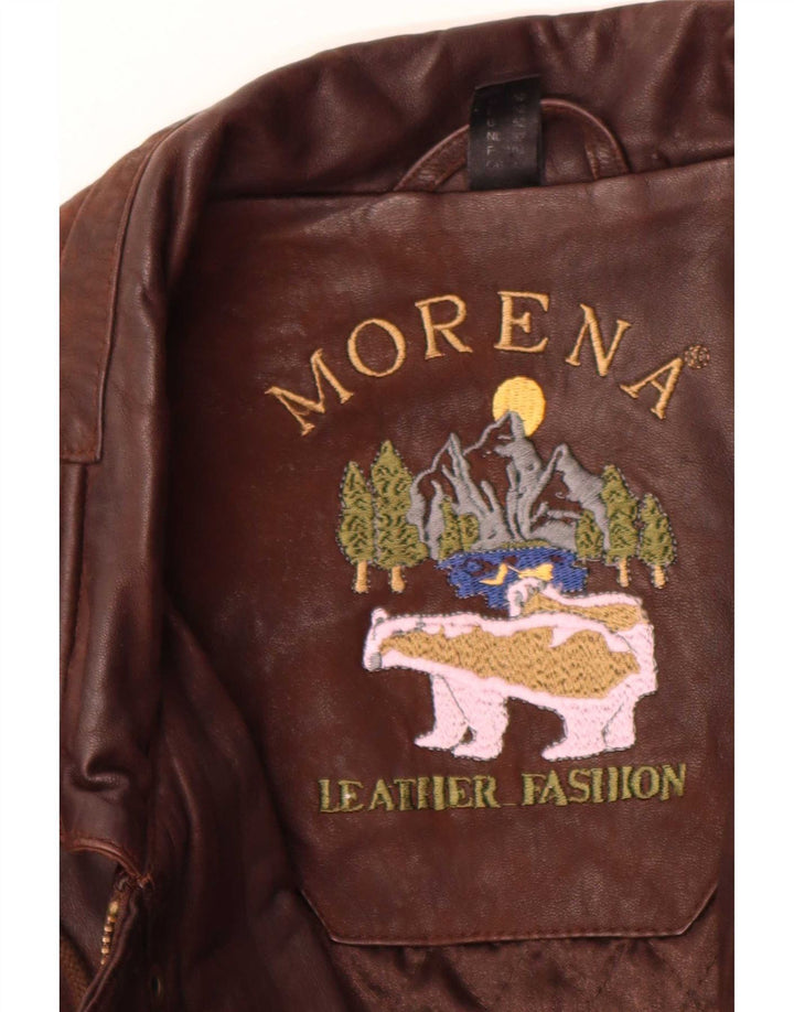 Morena Mens Leather Jacket IT 52 XL Brown