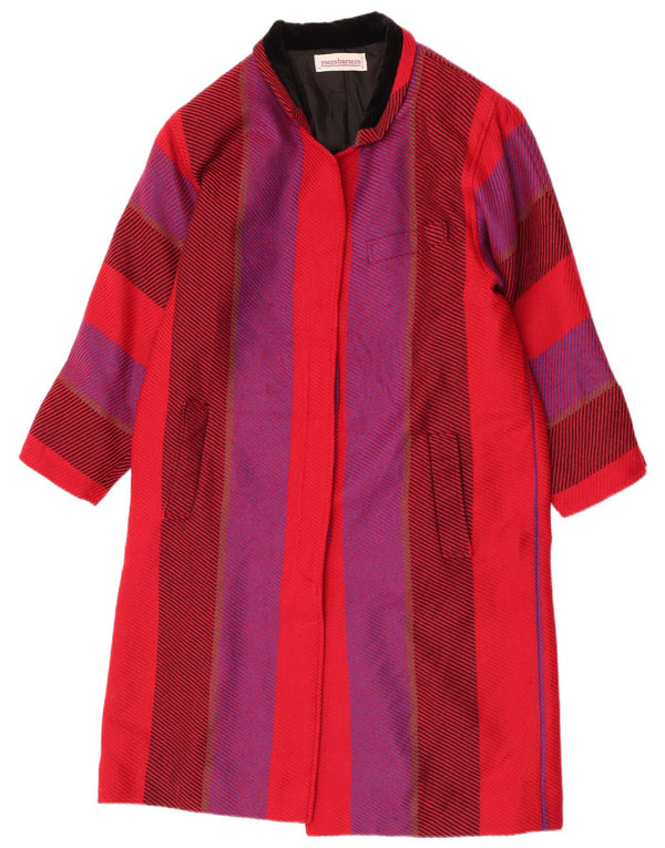 Roccobarocco Womens Oversized Overcoat UK 10 Small Red Striped Wool