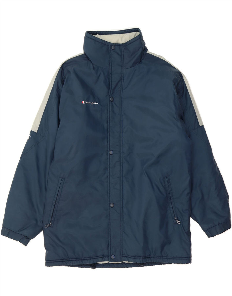 CHAMPION Mens Windbreaker Jacket UK 38 Medium Navy Blue Colourblock Vintage Champion and Second-Hand Champion from Messina Hembry 