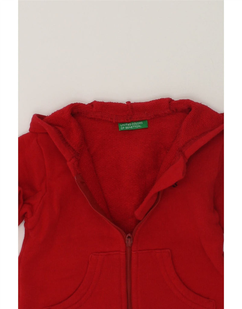 BENETTON Baby Girls Zip Hoodie Sweater 0-3 Months Red Cotton | Vintage Benetton | Thrift | Second-Hand Benetton | Used Clothing | Messina Hembry 