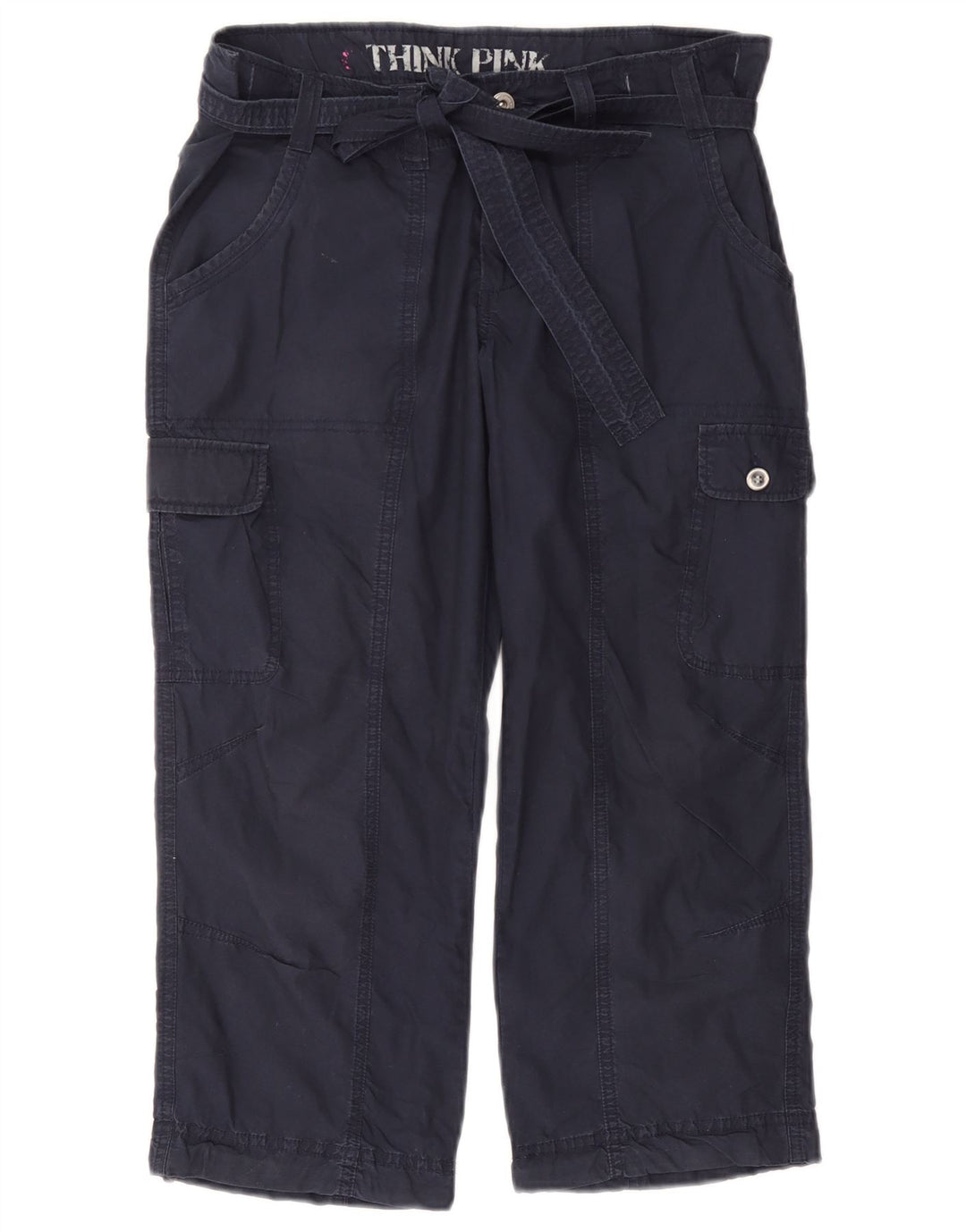 Think Pink Womens Straight Cargo Capri Trousers Large W32 L22 Navy Blue