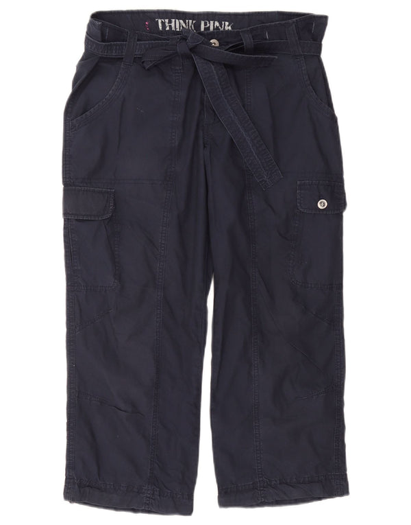 Think Pink Womens Straight Cargo Capri Trousers Large W32 L22 Navy Blue