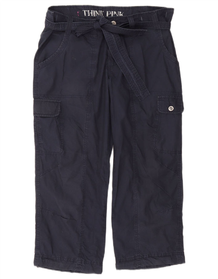 Think Pink Womens Straight Cargo Capri Trousers Large W32 L22 Navy Blue