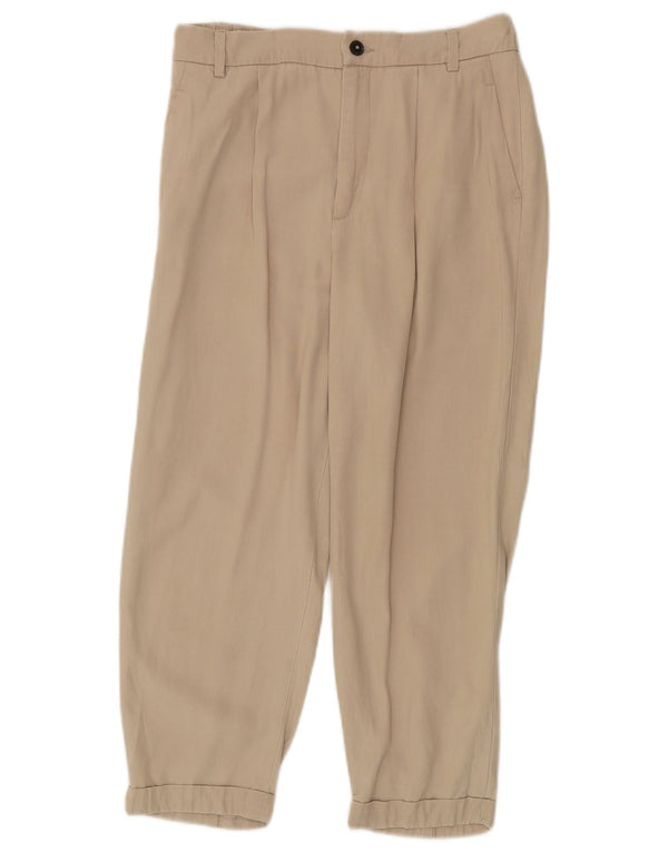 Zara Womens Tapered Chino Trousers Small W26 L22 Beige Lyocell