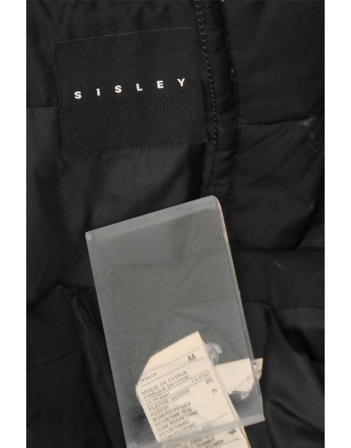 SISLEY Womens Padded Jacket UK 14 Medium Black Polyester