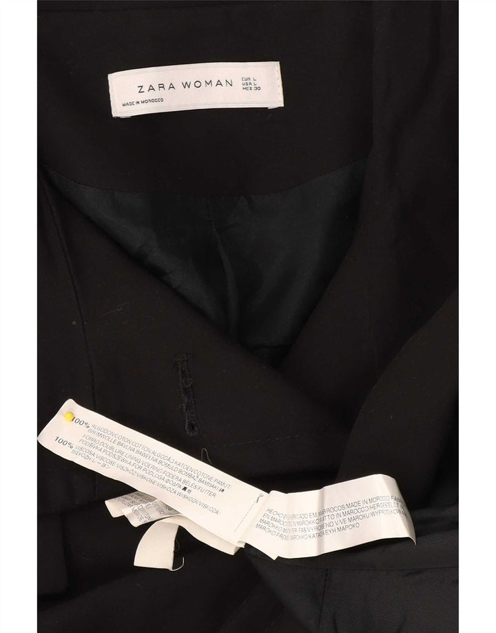 Zara Womens Pea Coat UK 14 Large Black Cotton