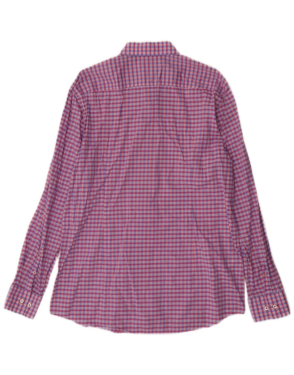 Hugo Boss Mens Slim Fit Shirt Size 43 17 XL Purple Check Cotton