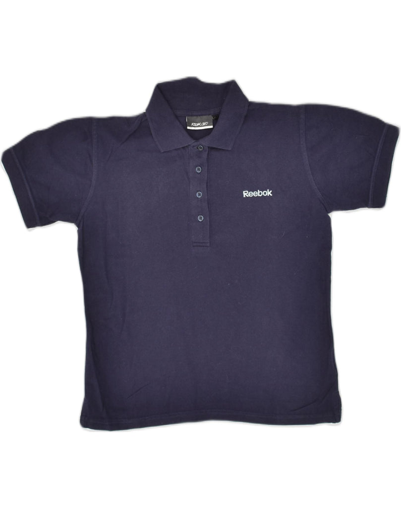 REEBOK Womens Polo Shirt UK 12 Medium Navy Blue Cotton | Vintage Reebok | Thrift | Second-Hand Reebok | Used Clothing | Messina Hembry 