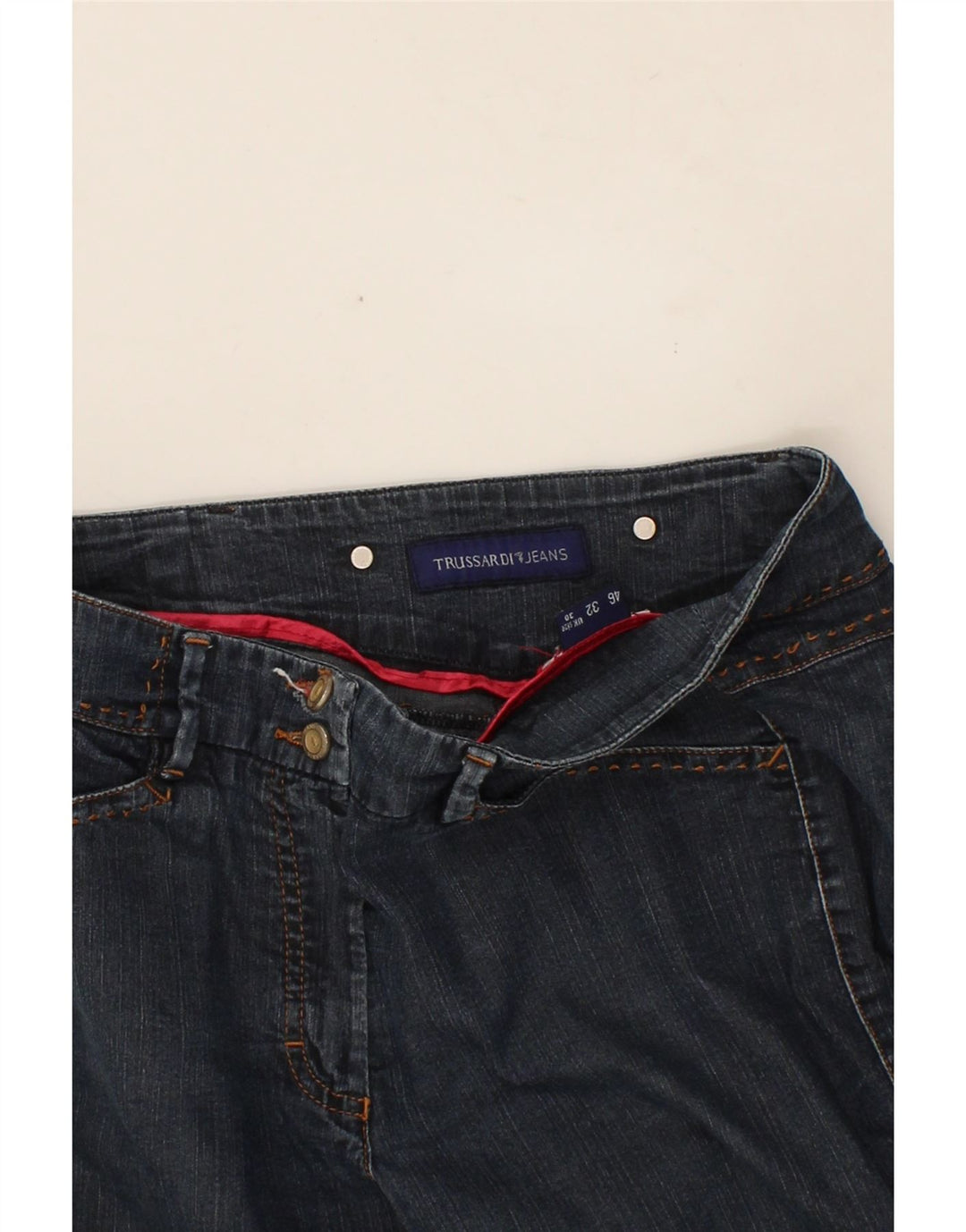 TRUSSARDI JEANS Womens Crop Straight Jeans W30 L26 Blue Vintage Trussardi Jeans and Second-Hand Trussardi Jeans from Messina Hembry 