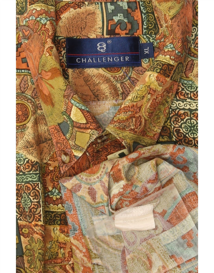 Challenger Mens Short Sleeve Shirt XL Multicoloured Patchwork Rayon