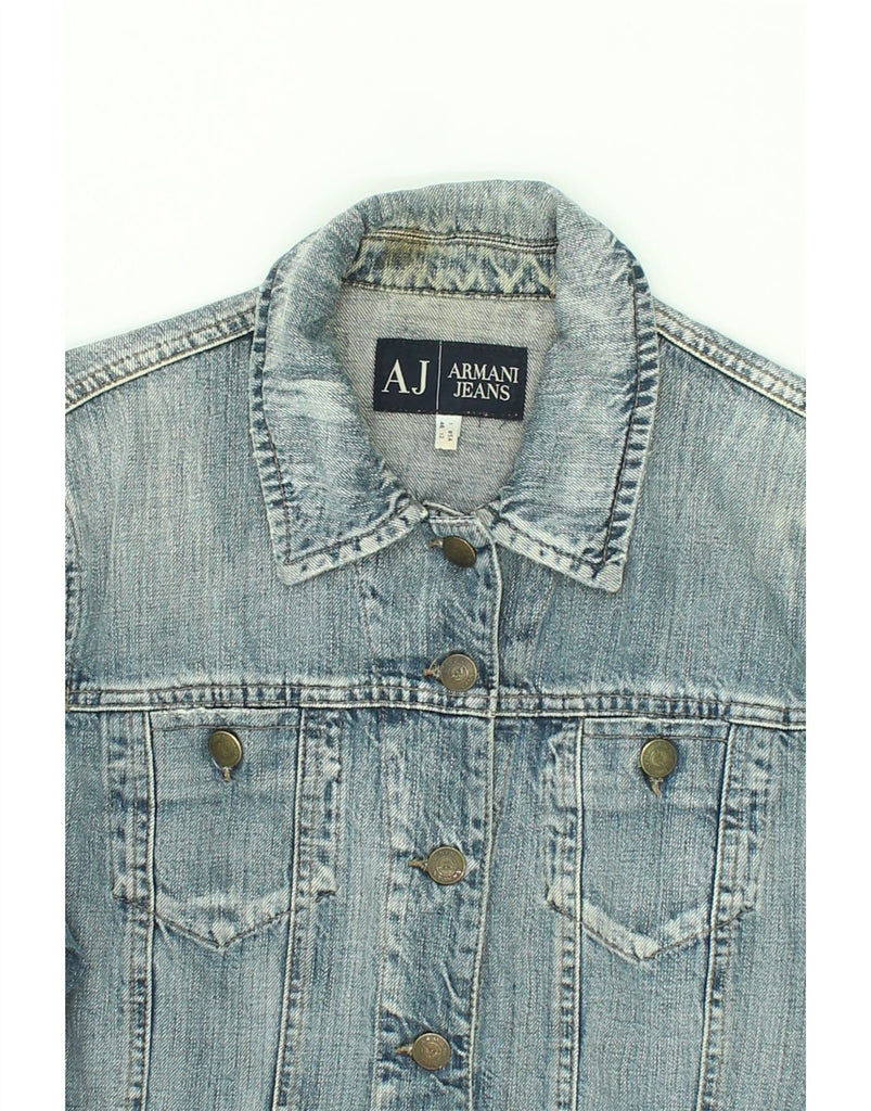 ARMANI JEANS Womens Crop Denim Jacket UK 16 Large Blue | Vintage Armani Jeans | Thrift | Second-Hand Armani Jeans | Used Clothing | Messina Hembry 