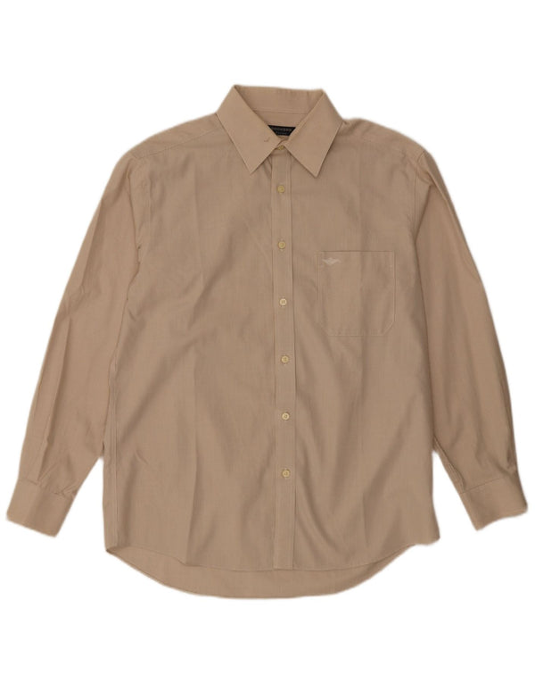 Dockers Mens Shirt Size 16 1/2 Medium Beige Houndstooth Cotton