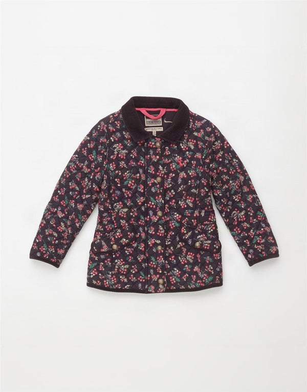 Joules Girls Quilted Jacket 5-6 Years Navy Blue Floral Polyester