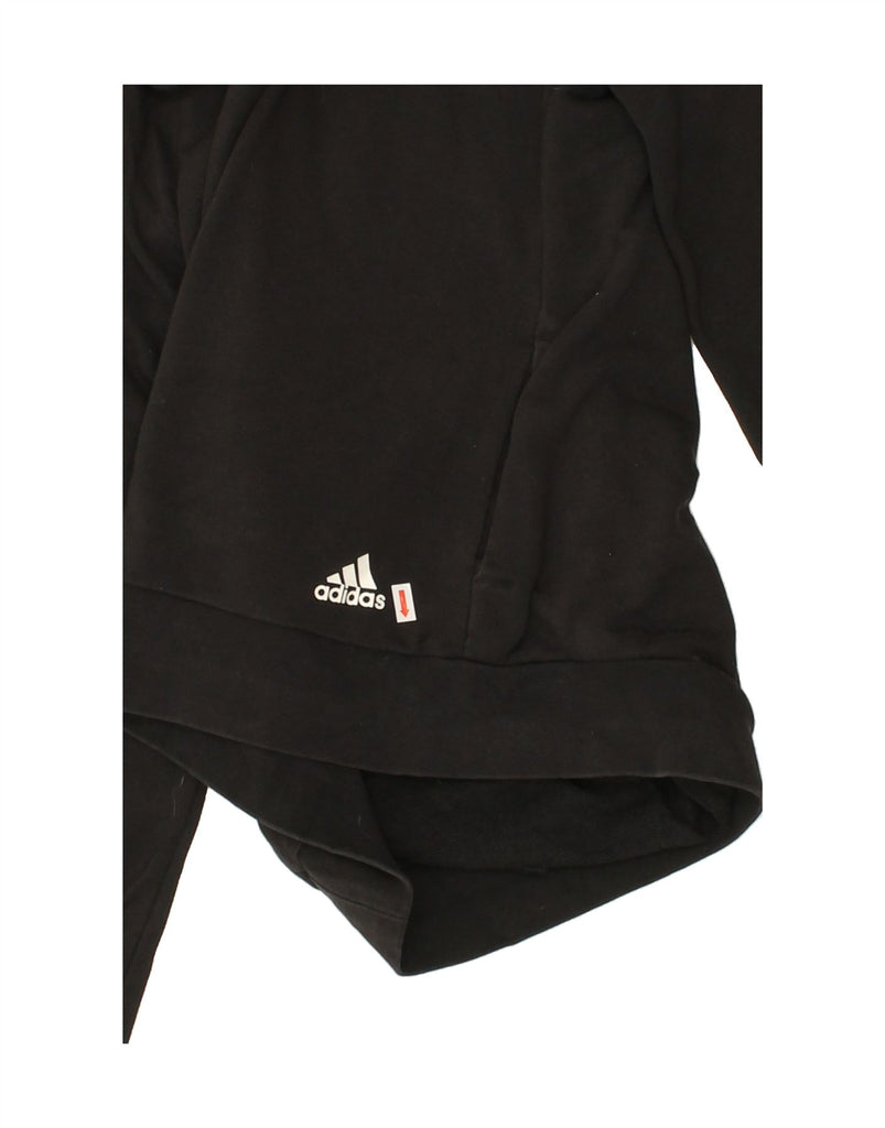 ADIDAS Womens Graphic Hoodie Jumper UK 12/14 Medium Black Cotton Vintage Adidas and Second-Hand Adidas from Messina Hembry 