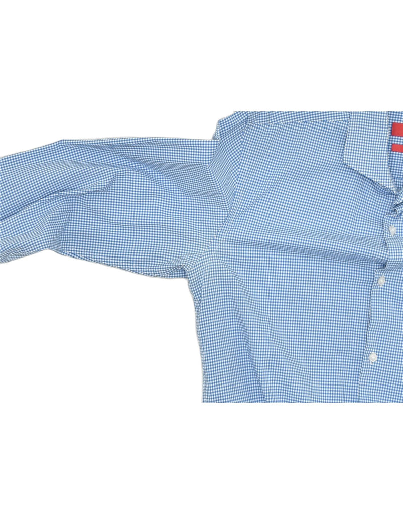 HUGO BOSS Mens Shirt Size 39 15 1/2 Medium Blue Check Classic | Vintage | Thrift | Second-Hand | Used Clothing | Messina Hembry 