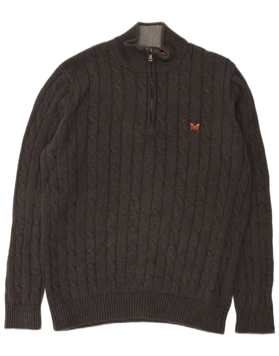 J. Crew Mens Zip Neck Jumper Sweater Large Grey Cotton