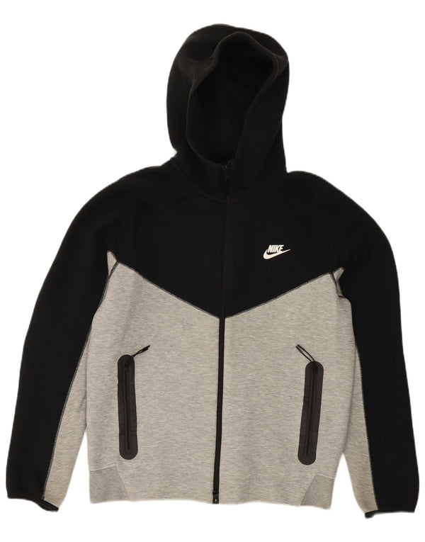 Nike Mens Zip Hoodie Sweater Medium Grey Colourblock Cotton
