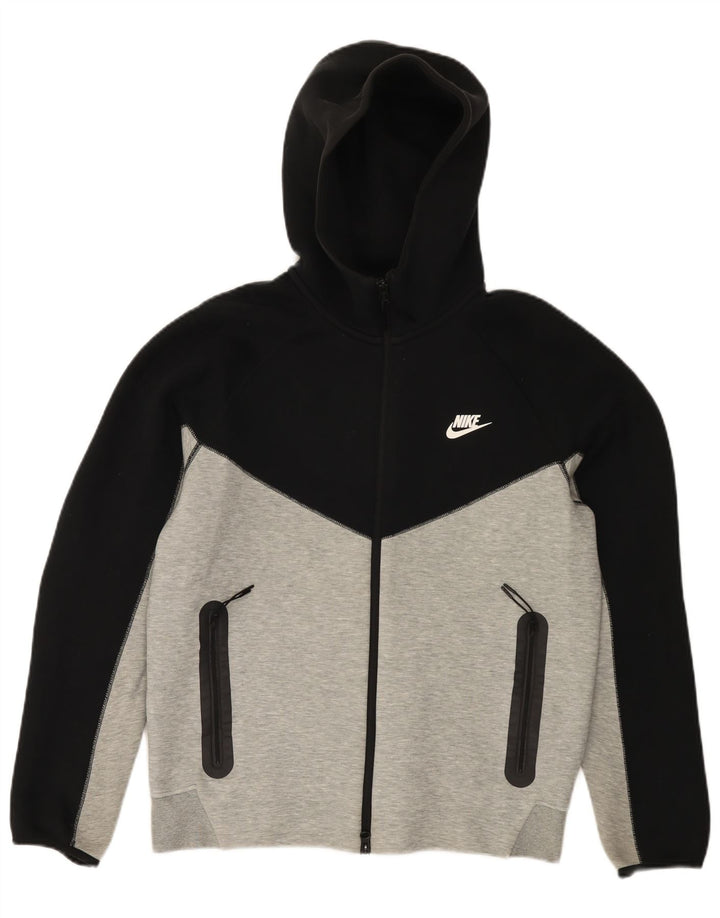 Nike Mens Zip Hoodie Sweater Medium Grey Colourblock Cotton