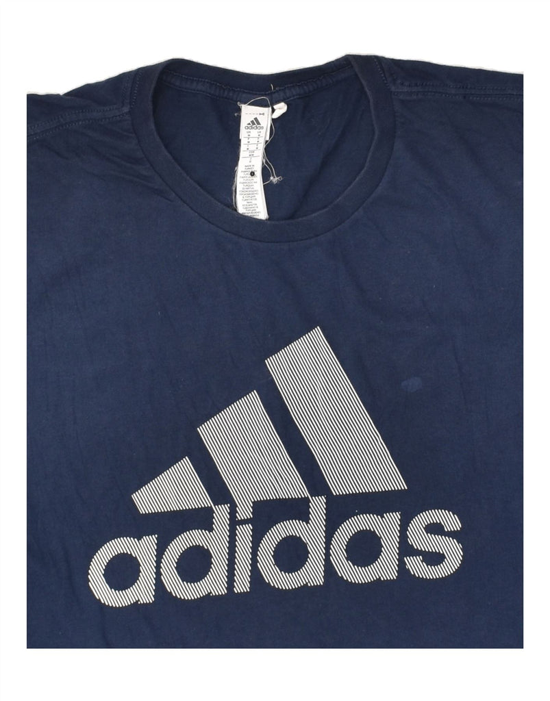 ADIDAS Mens Graphic T-Shirt Top Medium Navy Blue Cotton | Vintage Adidas | Thrift | Second-Hand Adidas | Used Clothing | Messina Hembry 