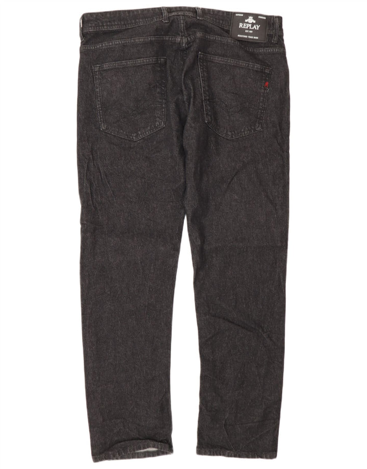 Replay Mens Grover Straight Jeans W36 L32 Grey Cotton