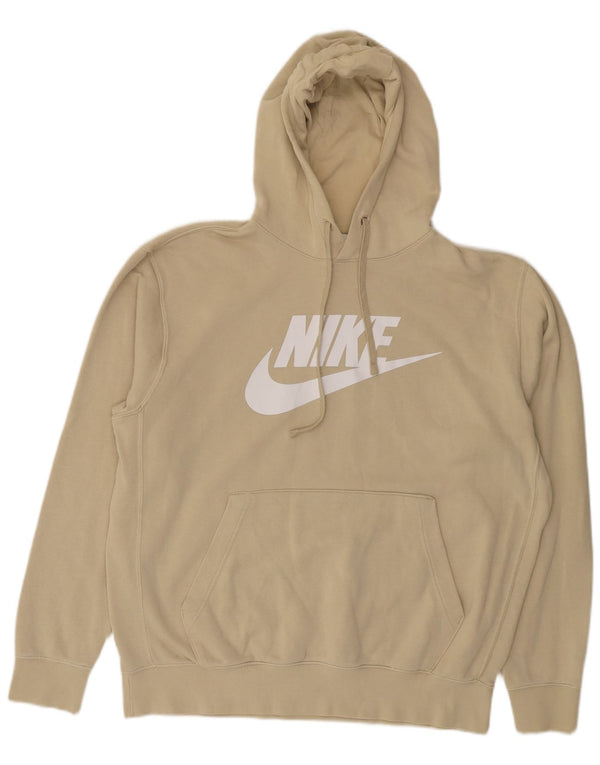 Nike Mens Graphic Hoodie Jumper Large Beige Cotton