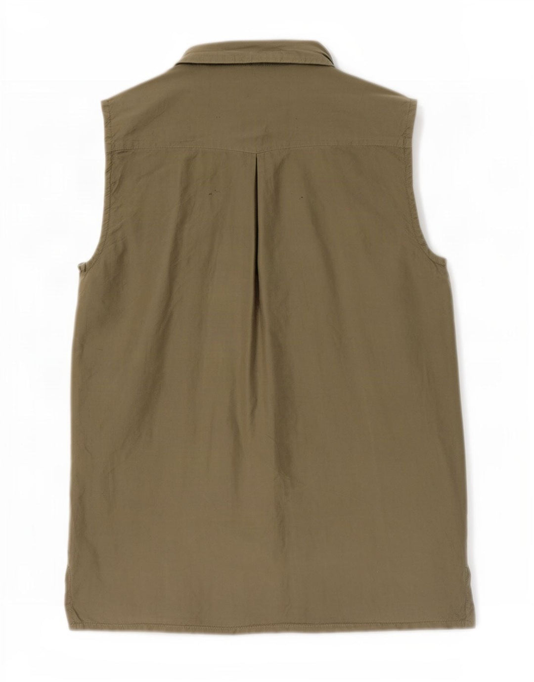 Vintage Womens Sleeveless Shirt Blouse UK 14 Medium Khaki Silk