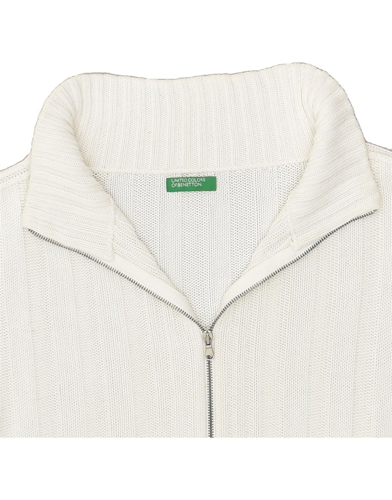 BENETTON Womens Cardigan Sweater UK 16 Large White Cotton | Vintage Benetton | Thrift | Second-Hand Benetton | Used Clothing | Messina Hembry 