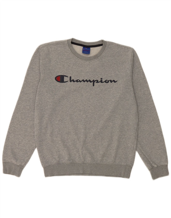Champion Mens Graphic Sweatshirt Jumper Small Grey Flecked Cotton