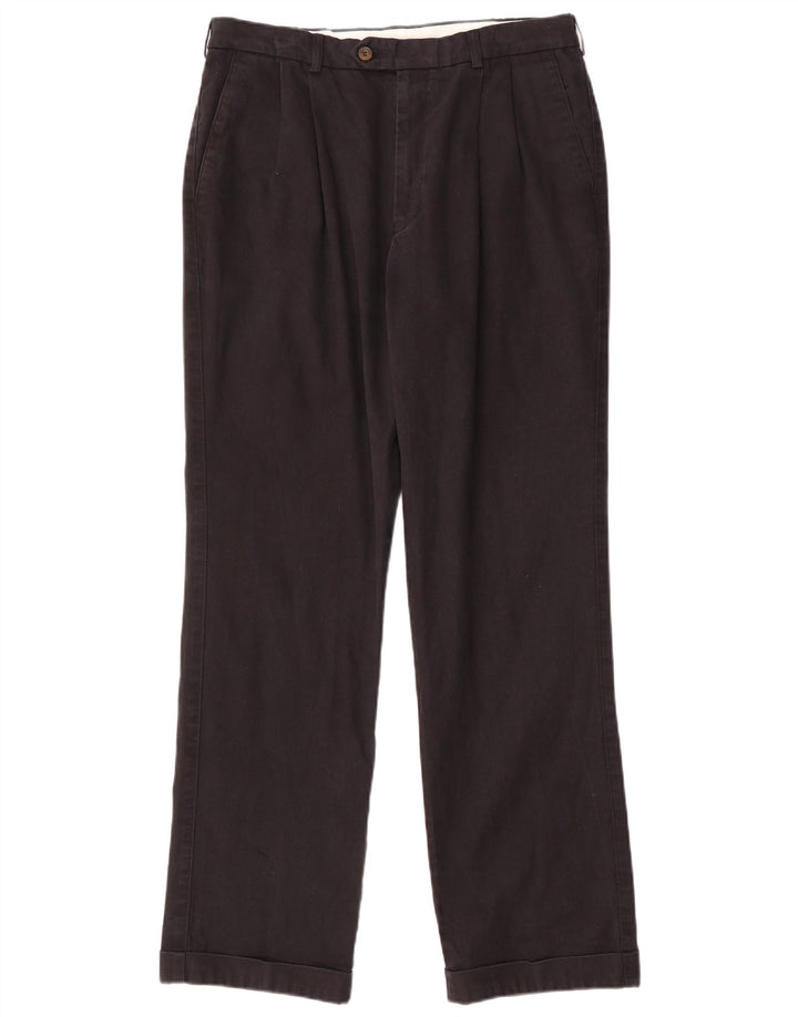 Marks & Spencer Mens Pegged Suit Trousers W34 L31 Black Cotton