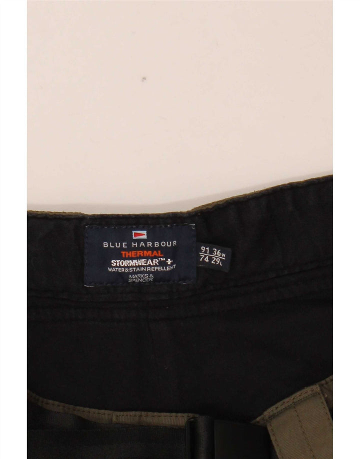 Marks & Spencer Mens Blue Harbour Straight Cargo Trousers W36 L29 Khaki