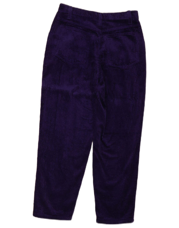 Benetton Womens Tapered High Waist Corduroy Trousers W26 L25 Purple Cotton