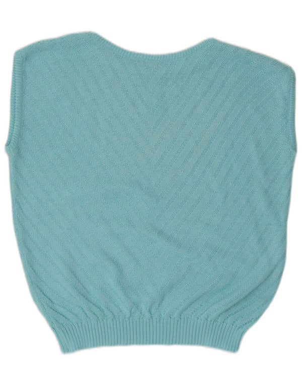 Vintage Womens Vest Tank Top IT 54 3XL Blue Geometric Cotton