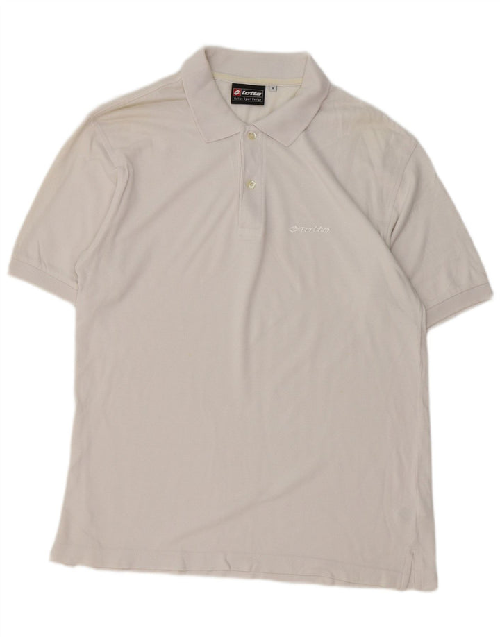 Lotto Mens Polo Shirt Medium White Cotton