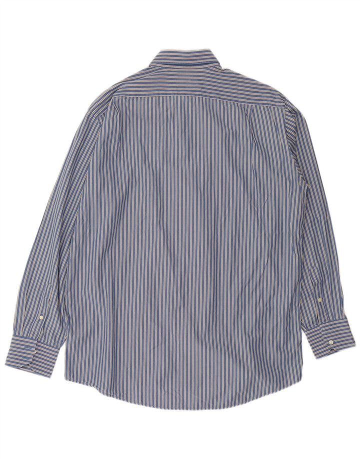 LACOSTE Mens Shirt Size 42 Large Blue Striped Cotton