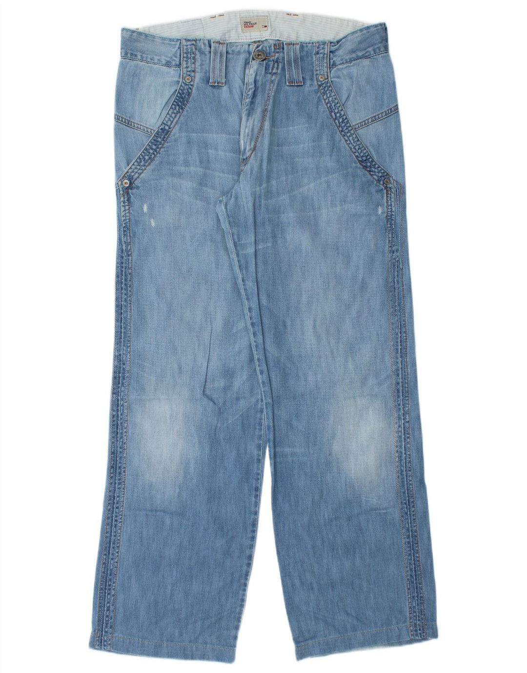 Tommy Hilfiger Womens Distressed Straight Jeans W32 L30 Blue Cotton