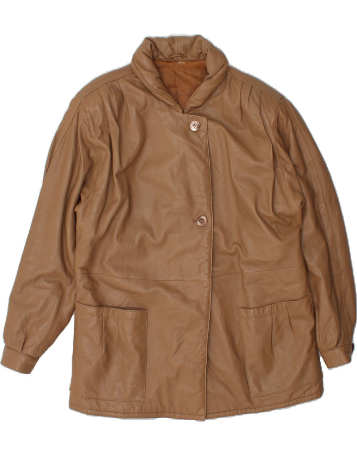 VINTAGE Womens Leather Jacket UK 18 XL Brown Vintage Vintage and Second-Hand Vintage from Messina Hembry 
