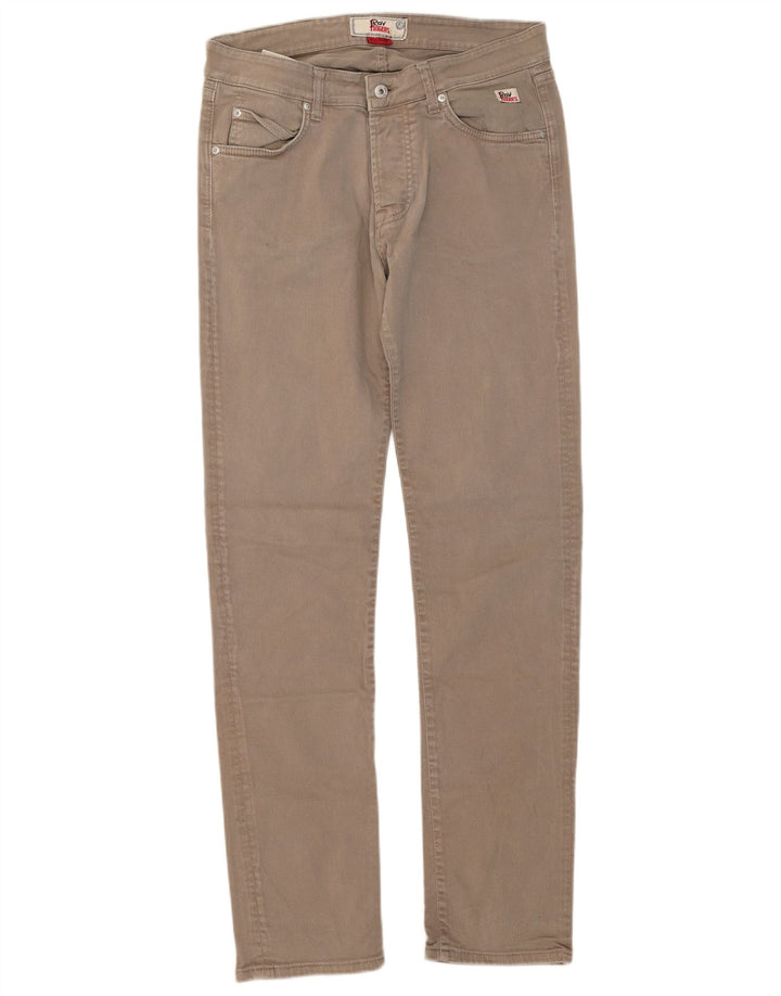 Roy Rogers Womens Slim Jeans W34 L33 Beige Cotton