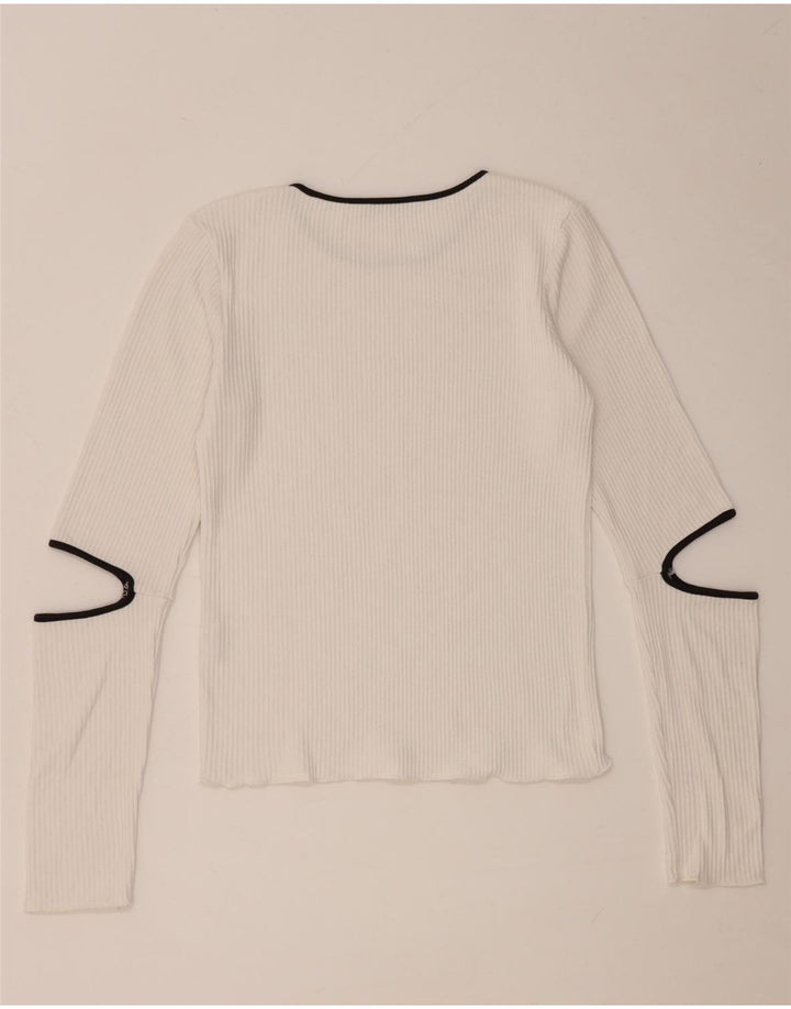 Zara Womens Top Long Sleeve UK 12 Medium White Viscose