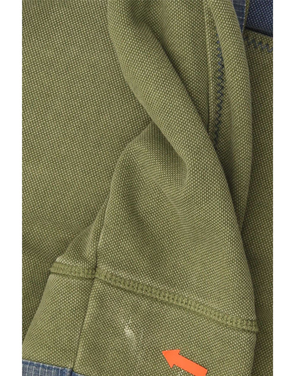 Fat Face Mens Zip Neck Sweatshirt Jumper 2XL Green Colourblock Cotton